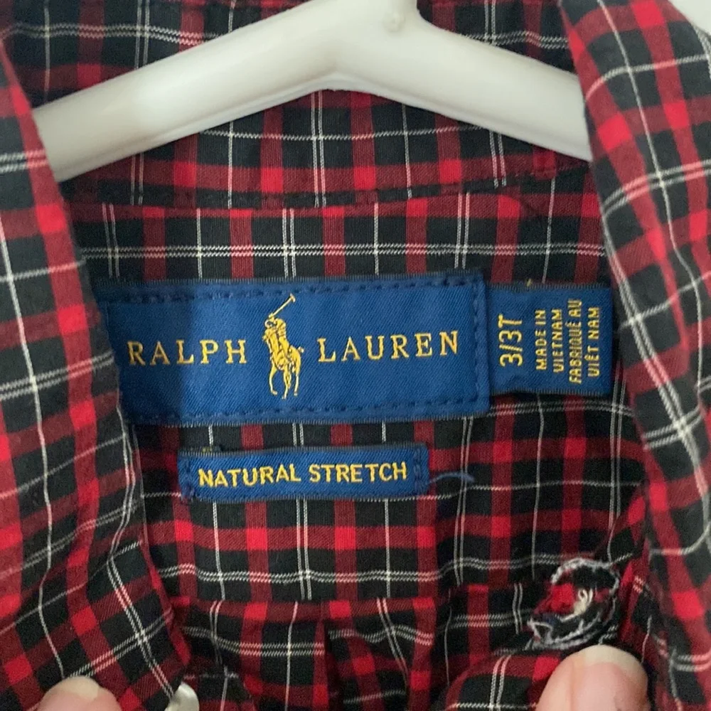 Ralph Lauren Red Plaid Button Down Dress Shirt - 3T